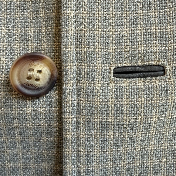 Brioni Light Gray/Beige Checkered Jacket. Bottom holes made from leather. - Picture 9 of 9